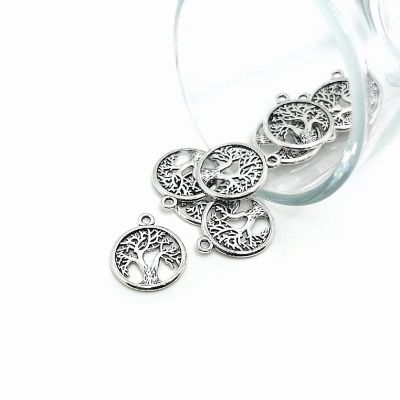 50 Pcs Small Silver Tree of Life Charms Image 1