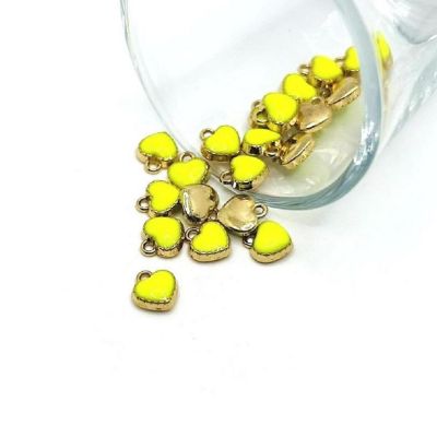 50 Pcs Small Yellow Heart Charms Image 1