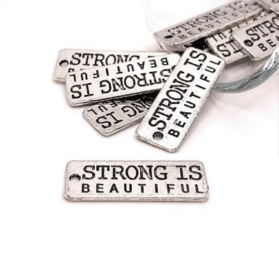 50 Pcs Strong is Beautiful Tag Charms Image 1