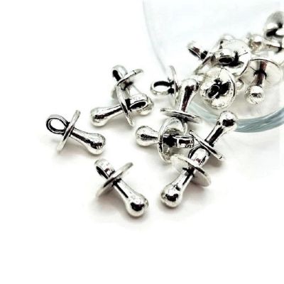 50 Pcs Tiny Silver Pacifier 3D Charms Image 1