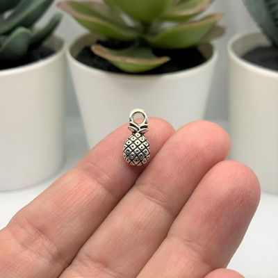 50 Pcs Tiny Silver Pineapple Charms Image 1