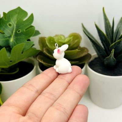 50 Pcs White 3D Rabbit Charm Image 2