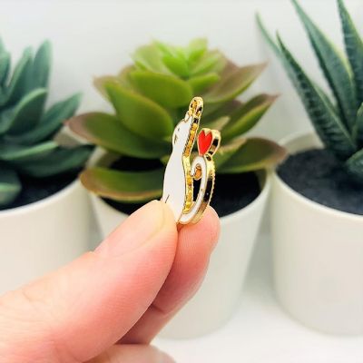 50 Pcs White Enamel Cat with Hearts Image 3