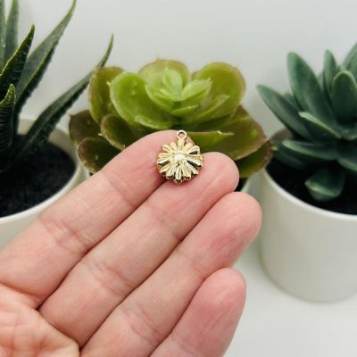 50 Pcs White Enamel Flower Charms Image 1