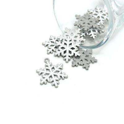 50 Pcs White Enamel Snowflake Charms Image 1