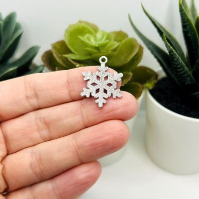 50 Pcs White Enamel Snowflake Charms Image 3