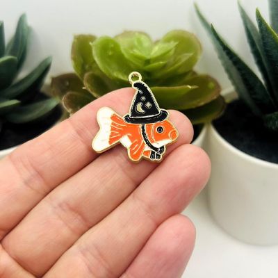 50 Pcs Witch Fish Halloween Charms Image 1
