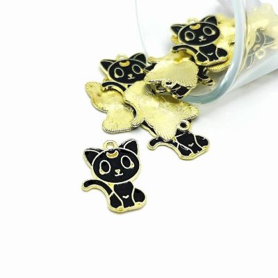 50 Pcs Witchy Black Enamel Cat Charms Image 1