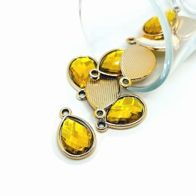 50 Pcs Yellow Acrylic Teardrop Charms Image 1