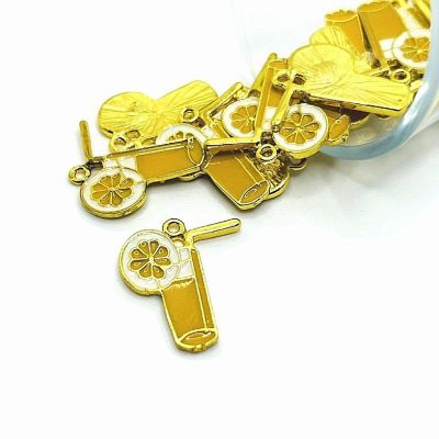 50 Pcs Yellow Enamel Lemonade Charms Image 1