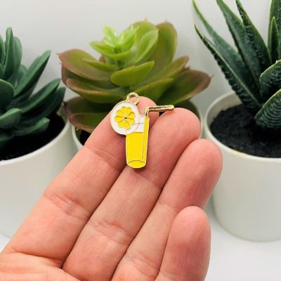 50 Pcs Yellow Enamel Lemonade Charms Image 1