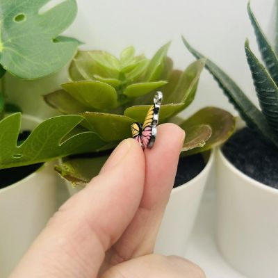 50 Pcs Yellow Striped Butterfly Charms Image 2