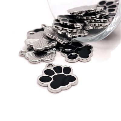 50 Pieces Black and Silver Paw Charms Image 1