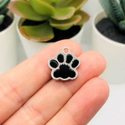 50 Pieces Black and Silver Paw Charms Image 1