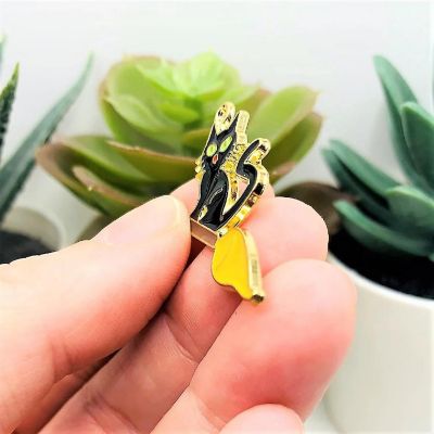 50 Pieces Black Witch Cat on Broom Charm Image 3