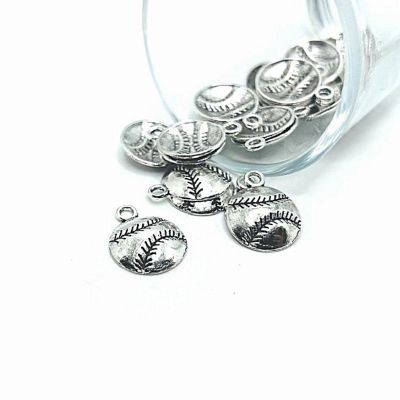 50 Pieces Silver Baseball Charms Image 1