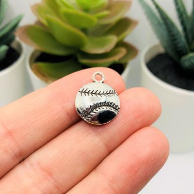 50 Pieces Silver Baseball Charms Image 1