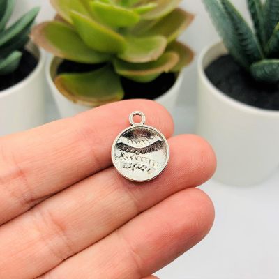 50 Pieces Silver Baseball Charms Image 2