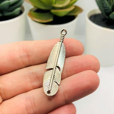 50 Pieces Silver Feather Connector Charm Image 2