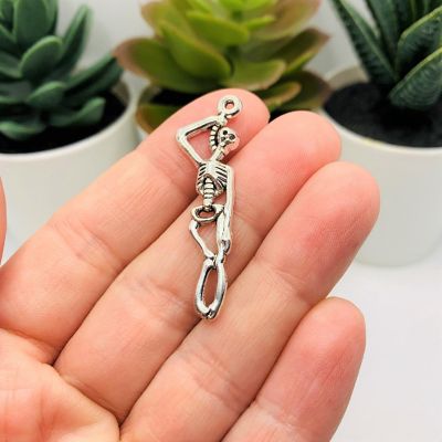 50 Pieces Silver Hanging Skeleton Charms Image 1