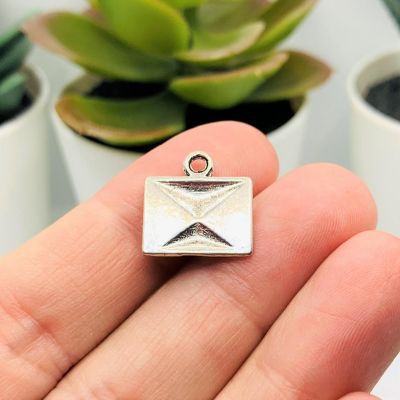 50 Pieces Silver Letter Envelope Charms Image 2