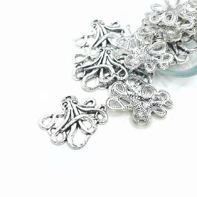 50 Pieces Silver Octopus Cthulhu Charms Image 1