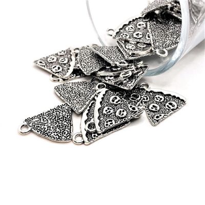 50 Pieces Silver Pizza Slice Charms Image 1