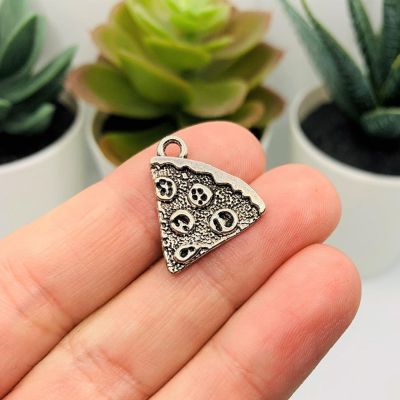 50 Pieces Silver Pizza Slice Charms Image 1