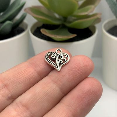 50 Pieces Silver Scroll Heart Charms Image 2
