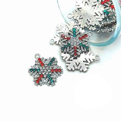 50 Pieces Silver Sparkly Snowflake Charm Image 1