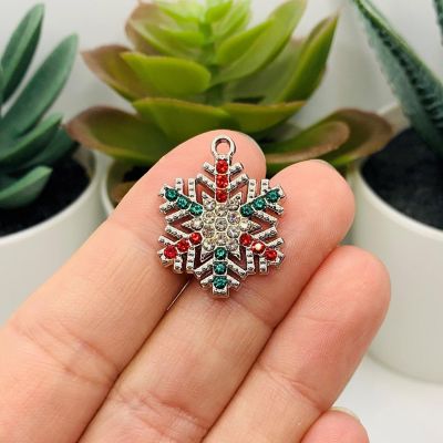 50 Pieces Silver Sparkly Snowflake Charm Image 1