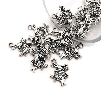 50 Pieces Silver White Rabbit Charms Image 1