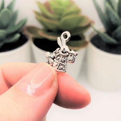 50 Pieces Silver White Rabbit Charms Image 3