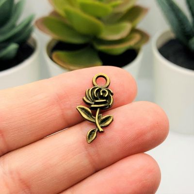 50 Pieces Small Bronze Rose Charms Image 1
