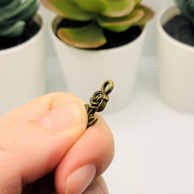 50 Pieces Small Bronze Rose Charms Image 3