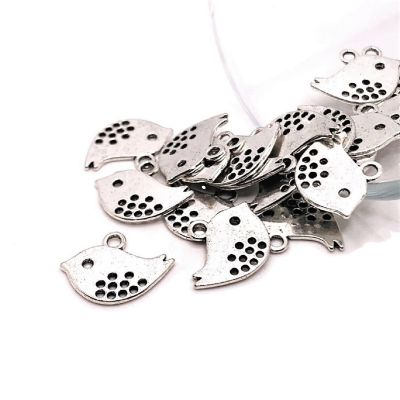 50 Pieces Small Silver Bird Charms Image 1