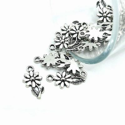 50 Pieces Small Silver Flower Charms Image 1