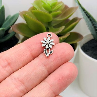 50 Pieces Small Silver Flower Charms Image 1