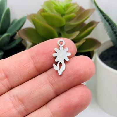 50 Pieces Small Silver Flower Charms Image 2