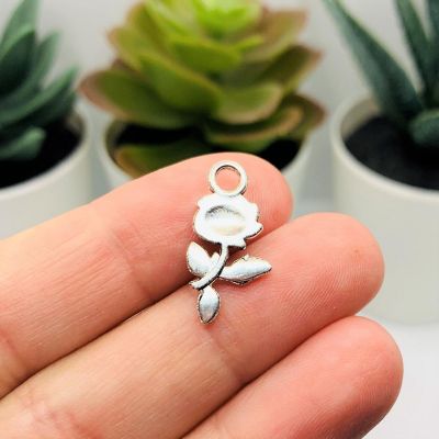 50 Pieces Small Silver Rose Charms Image 2