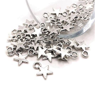 50 Pieces Small Silver Star Charms Image 1