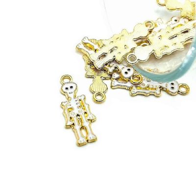 50 Pieces White Halloween Skeleton Charm Image 1