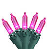 50 Pink LED Mini Christmas Lights - 16.25 ft Green Wire Image 1