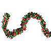 50' x 4" Shiny Green and Red Wide Cut Tinsel Christmas Garland - Unlit Image 1