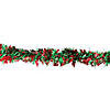 50' x 4" Shiny Green and Red Wide Cut Tinsel Christmas Garland - Unlit Image 1