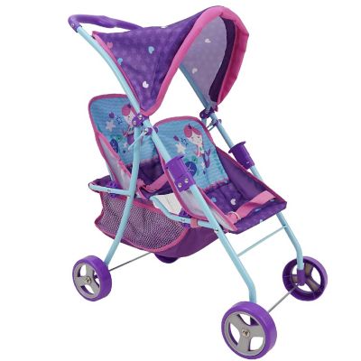 509: Mermaid Twin Doll Stroller W/ Retractable Canopy, 2 Seats Image 1