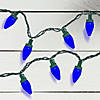 50ct Faceted Blue LED C7 Christmas Lights  20.25ft Green Wire Image 1