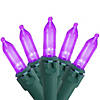 50ct Purple LED Mini Christmas Lights  16.25ft Green Wire Image 1