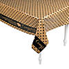 54" x 108" Black & Gold Graduation Rectangle Disposable Plastic Tablecloth Image 1