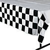 54" x 108" Black &amp; White Checkered Rectangle Disposable Plastic Tablecloth Image 1